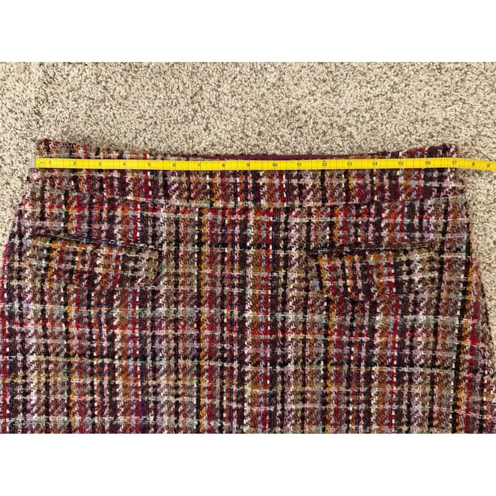 LOFT Womens Multi Color Tweed Plaid Mini Skirt Burgundy Size‎ 12